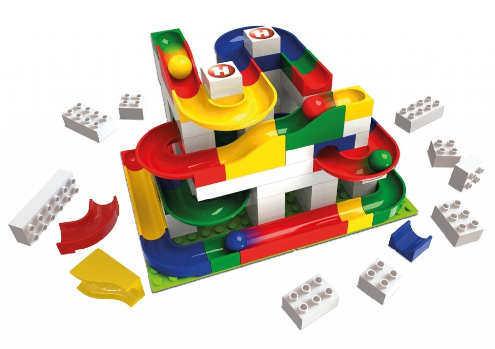 HUBELINO 420480 Kuličková dráha - set s kostkami Basic 123 ks
